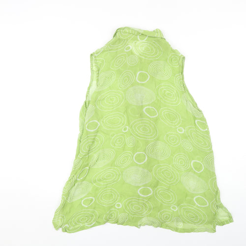 FIGURE Women's Green Geometric Collared Blouse, Size 14