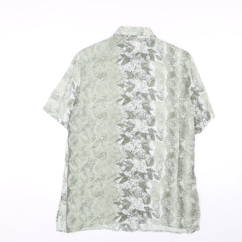DUO Green Paisley Button-Up Shirt, Size 12, Viscose