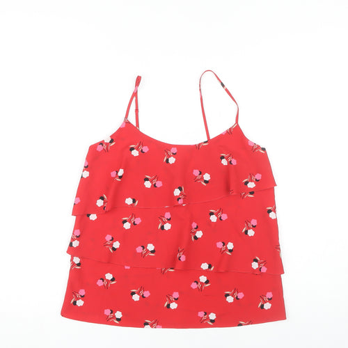 Oasis Women Red Floral Camisole Tank Top Size 10