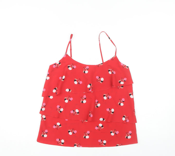 Oasis Women Red Floral Camisole Tank Top Size 10