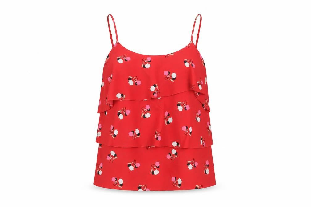Oasis Women Red Floral Camisole Tank Top Size 10