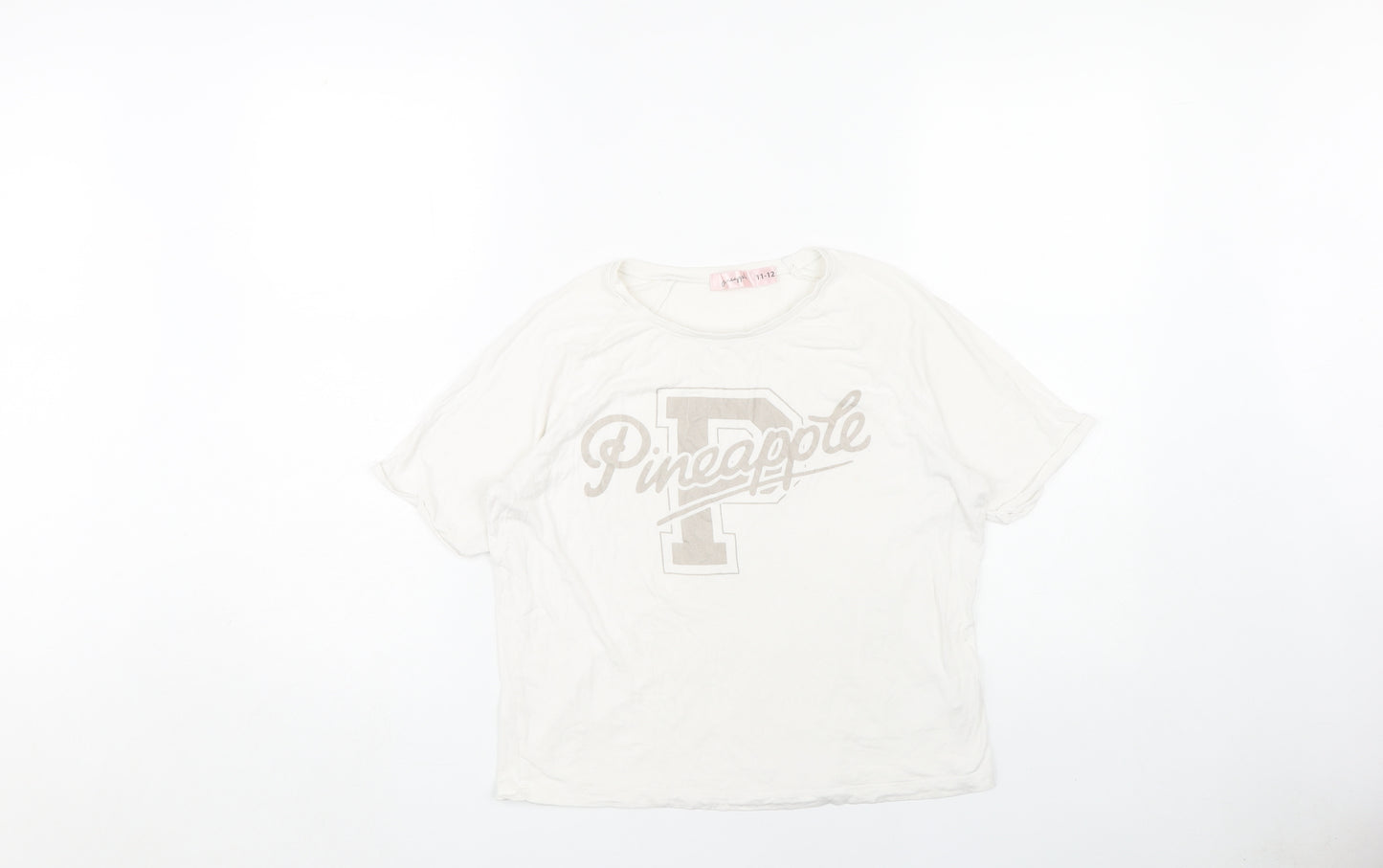 Pineapple Girls White T-Shirt 11-12 Years Basic Logo