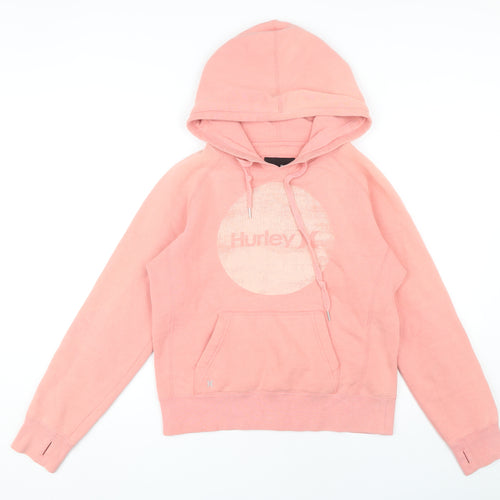 Hurley Women's Pink Hoodie Size M with Logo Accent