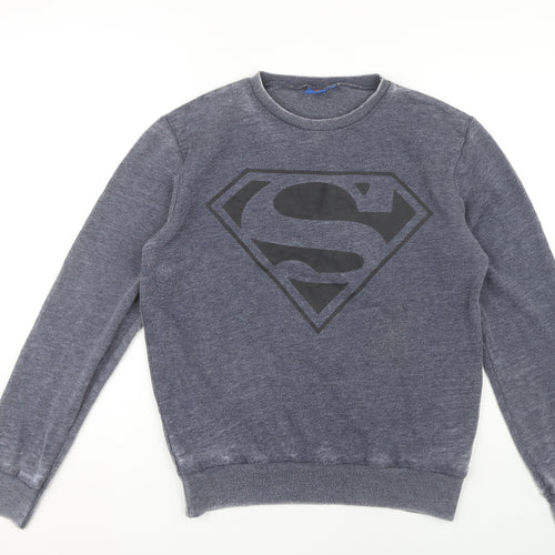 Superman Men's Grey Logo Pullover Sweatshirt M