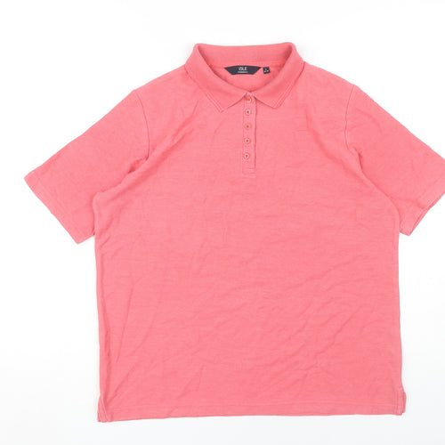ISLE Pink Polo Shirt Unisex Adults L Short Sleeve Casual