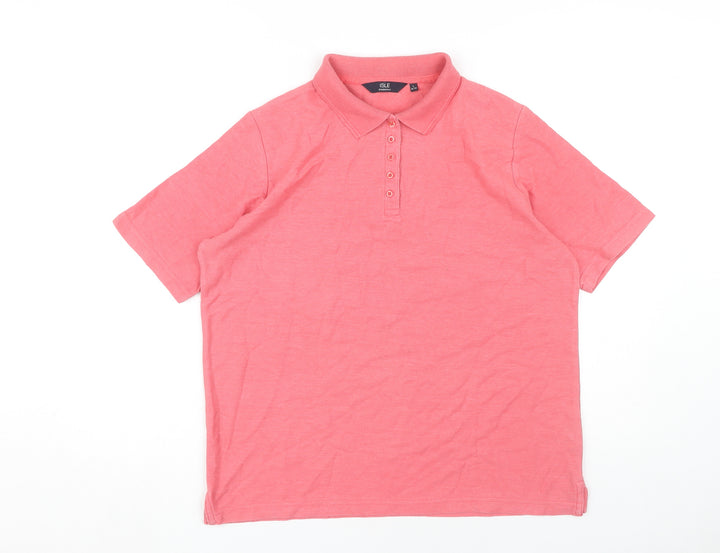 ISLE Pink Polo Shirt Unisex Adults L Short Sleeve Casual
