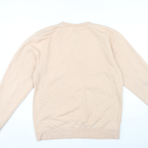 Pink Women's Beige Graphic Print Pullover Sweatshirt M