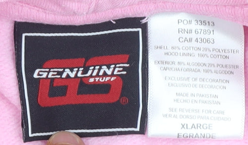 Genuine Stuff Unisex Pink XL Pullover College Hoodie