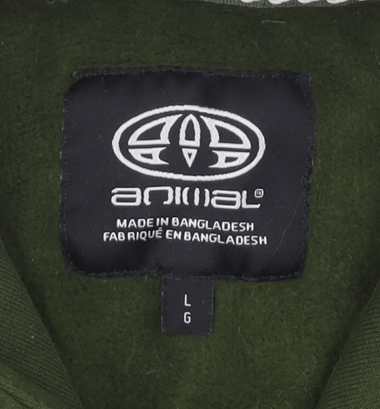 Animal Men's Green Pullover Hoodie, Size L