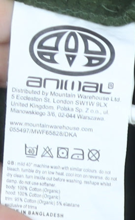 Animal Men's Green Pullover Hoodie, Size L