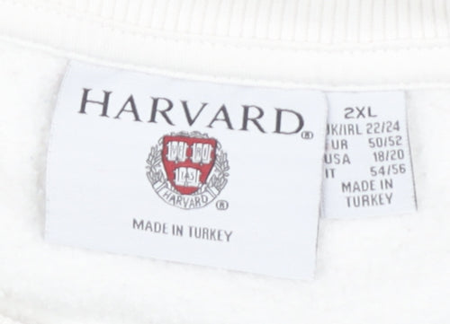 Harvard Women's White 2XL Pullover Sweatshirt