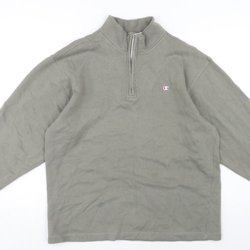 Champion Men's Green Logo 1/4 Zip Sweatshirt M