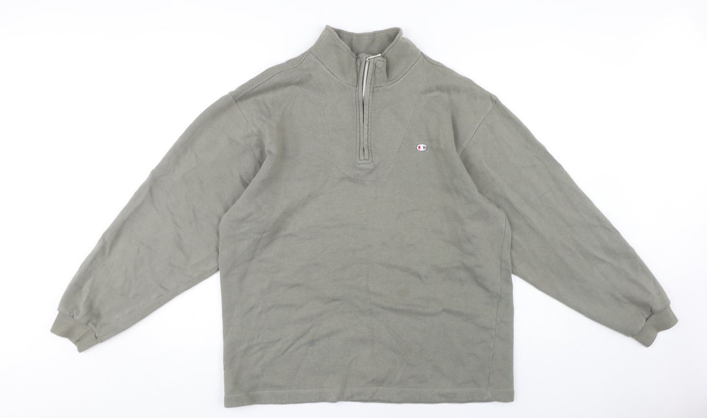 Champion Men's Green Logo 1/4 Zip Sweatshirt M