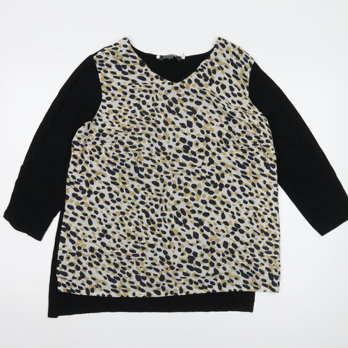 Bonmarché Women's Black Animal Print Tunic Blouse Size 12