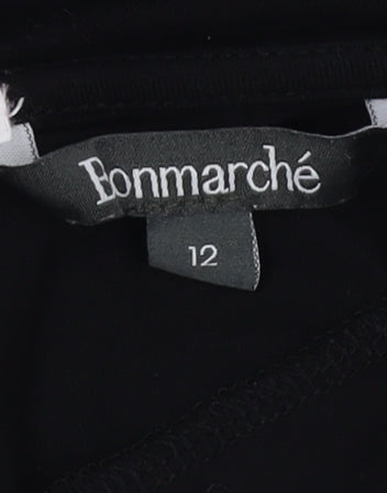 Bonmarché Women's Black Animal Print Tunic Blouse Size 12