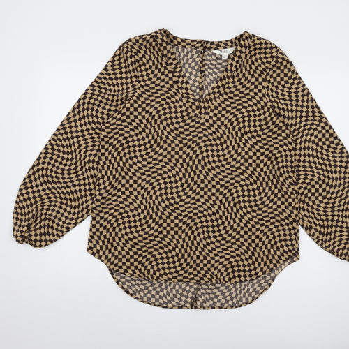 Marks and Spencer Women’s Brown Check Blouse Size 12
