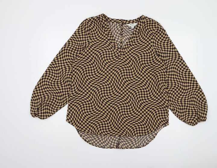 Marks and Spencer Women’s Brown Check Blouse Size 12