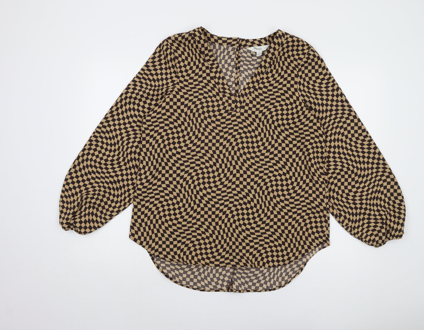 Marks and Spencer Women’s Brown Check Blouse Size 12