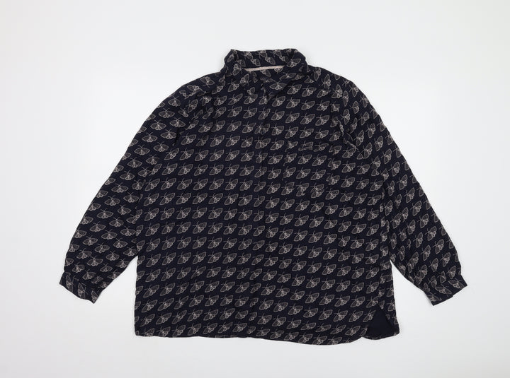 Marks and Spencer Women's Blue Animal Print Blouse, Size 18