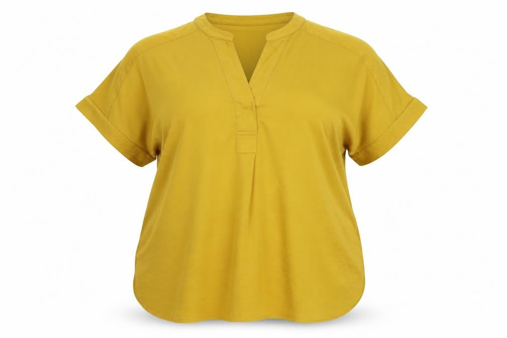 Front view of Marks & Spencer Women's Yellow Short Sleeve Blouse