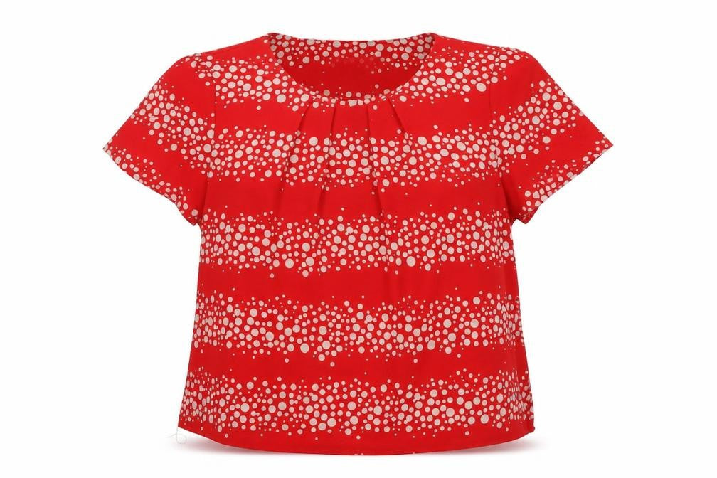 Front view of Bonmarché Women's Red Polka Dot Blouse, size 18