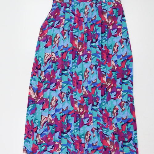 C&A Women's Multicoloured Floral Pleated Skirt Size 14