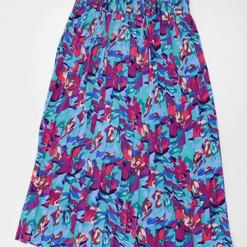 C&A Women's Multicoloured Floral Pleated Skirt Size 14