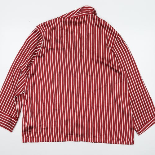 H&M Women's Red Striped Satin Pyjama Top Size 12