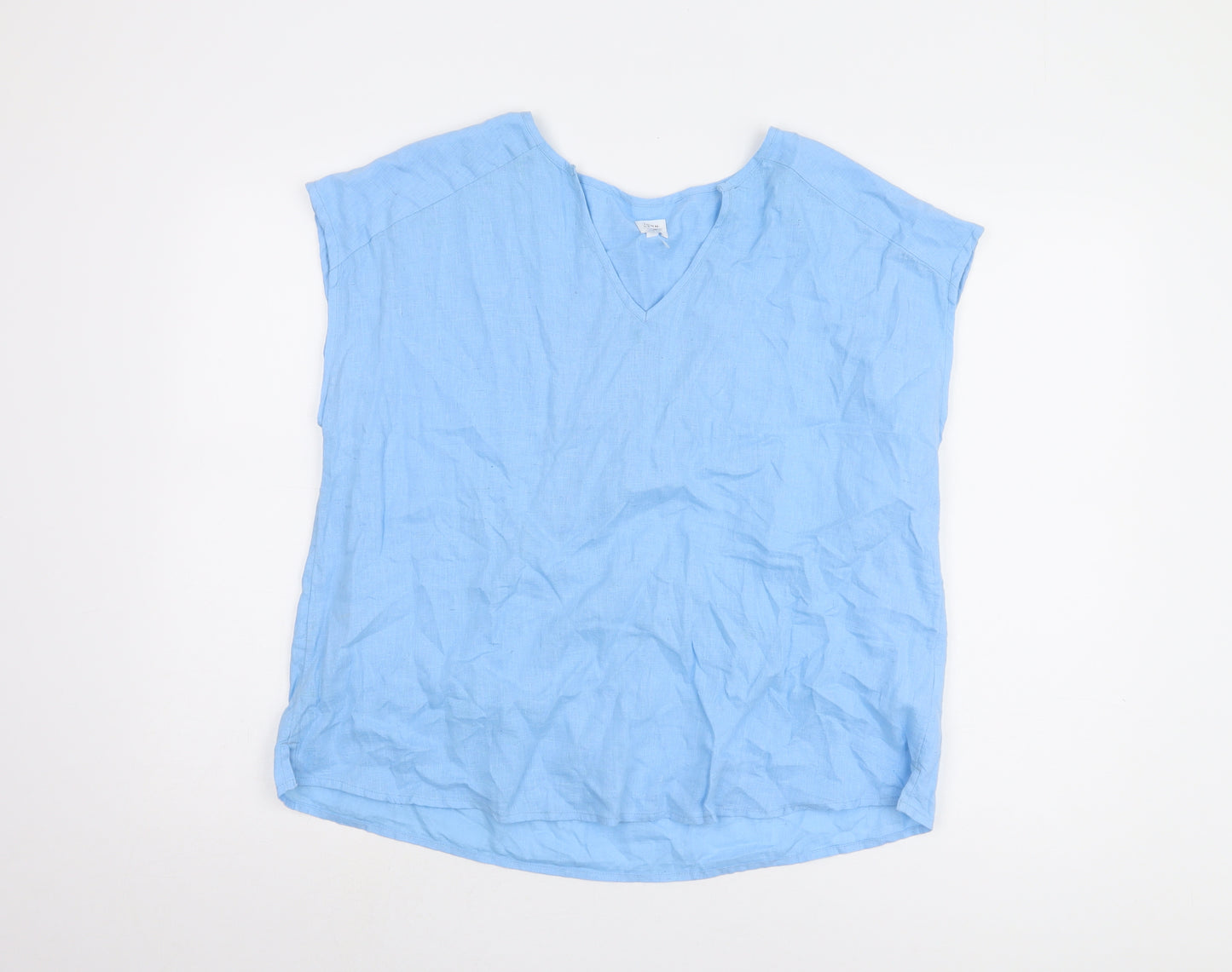 John Lewis Women’s Blue V-Neck Linen Blouse Size 14