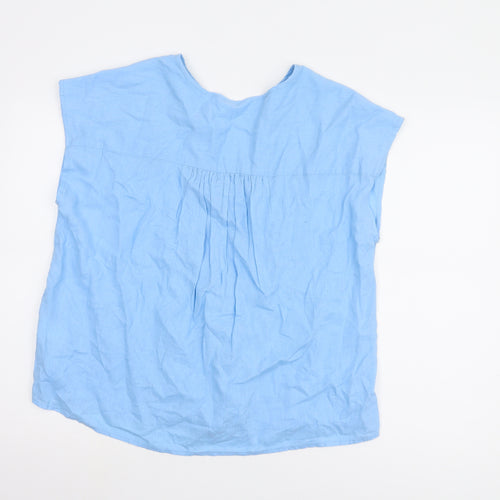 John Lewis Women’s Blue V-Neck Linen Blouse Size 14