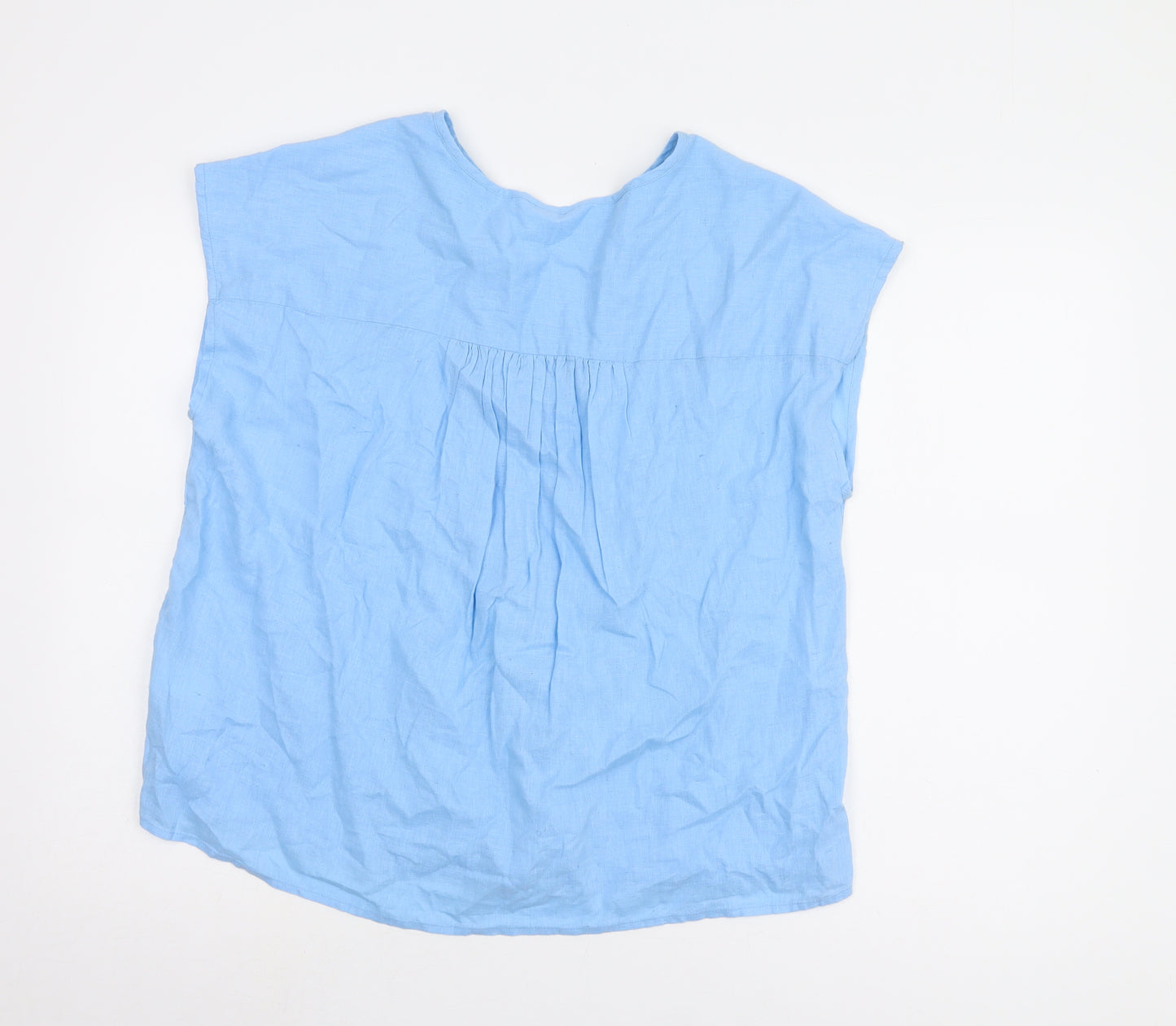 John Lewis Women’s Blue V-Neck Linen Blouse Size 14