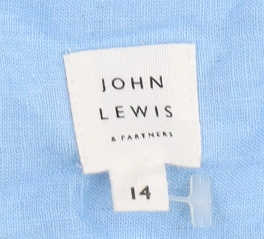 John Lewis Women’s Blue V-Neck Linen Blouse Size 14