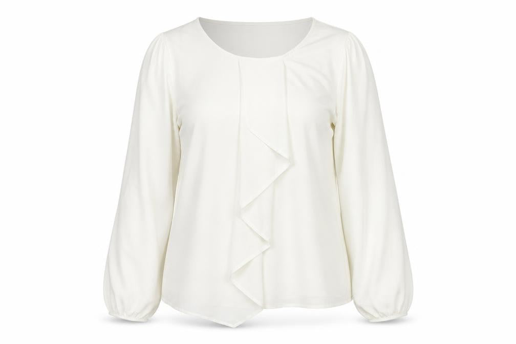 Front view of Patrizia Dini Women's White Long Sleeve Blouse, size 14