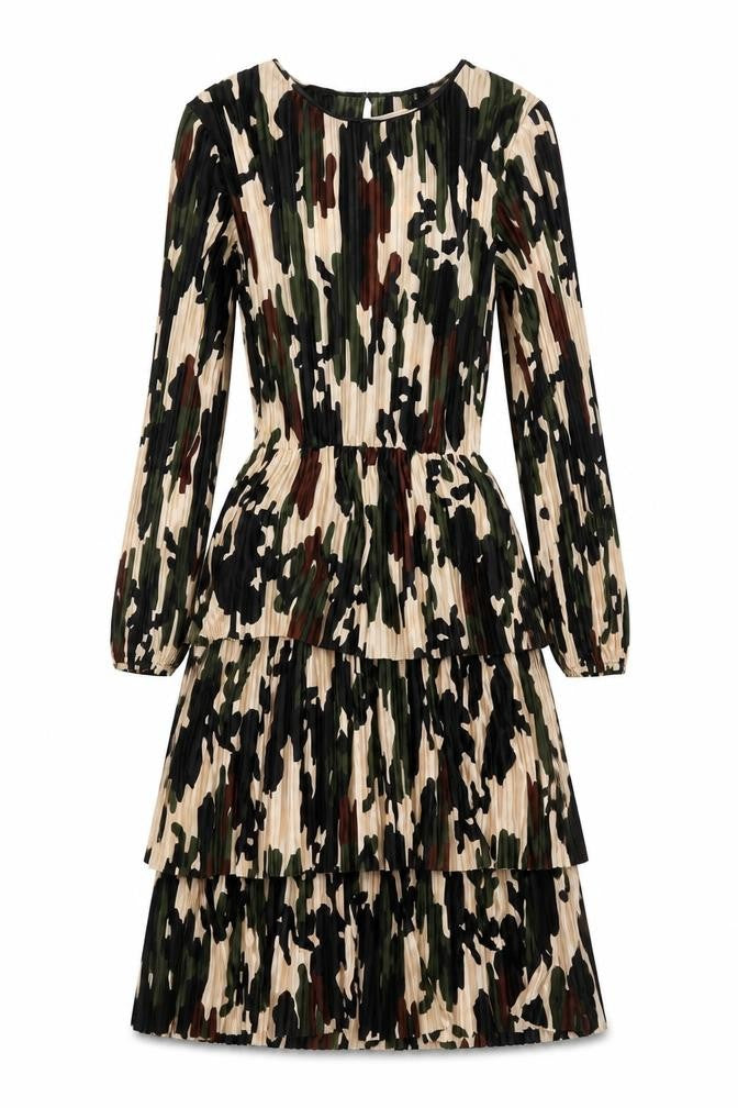 Front view of Zara Women's Camouflage Long Sleeve Dress, size 8