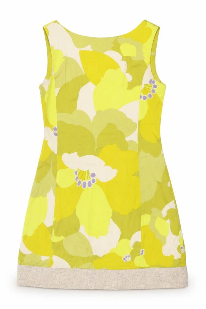 Front view of BCBGMAXAZRIA Women's Green Floral Shift Dress M