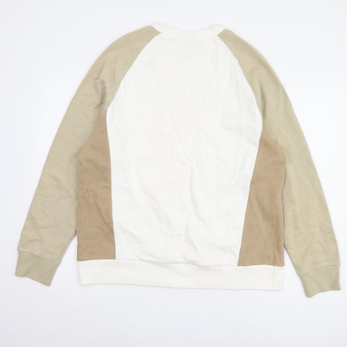 Zara Men's Beige White XL Pullover Sweatshirt
