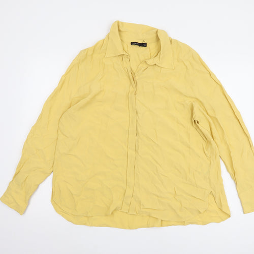 Marks and Spencer Women's Yellow Button-Up Shirt