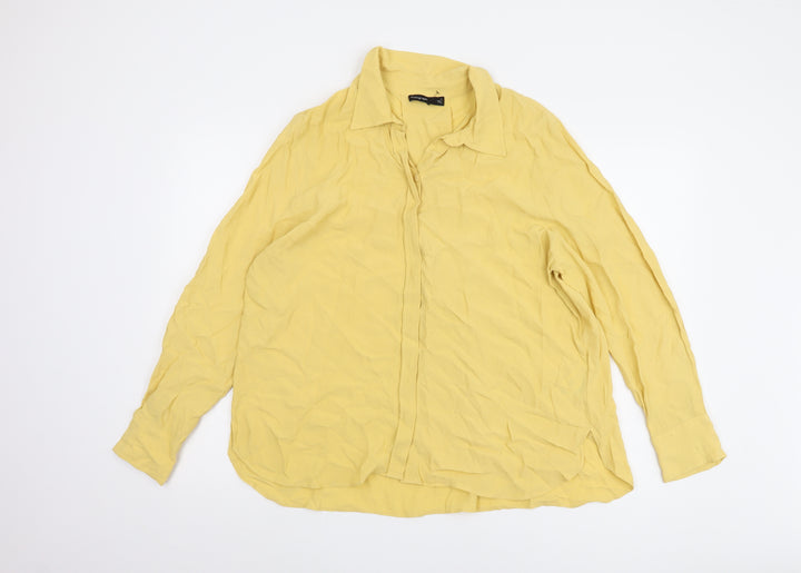 Marks and Spencer Women's Yellow Button-Up Shirt