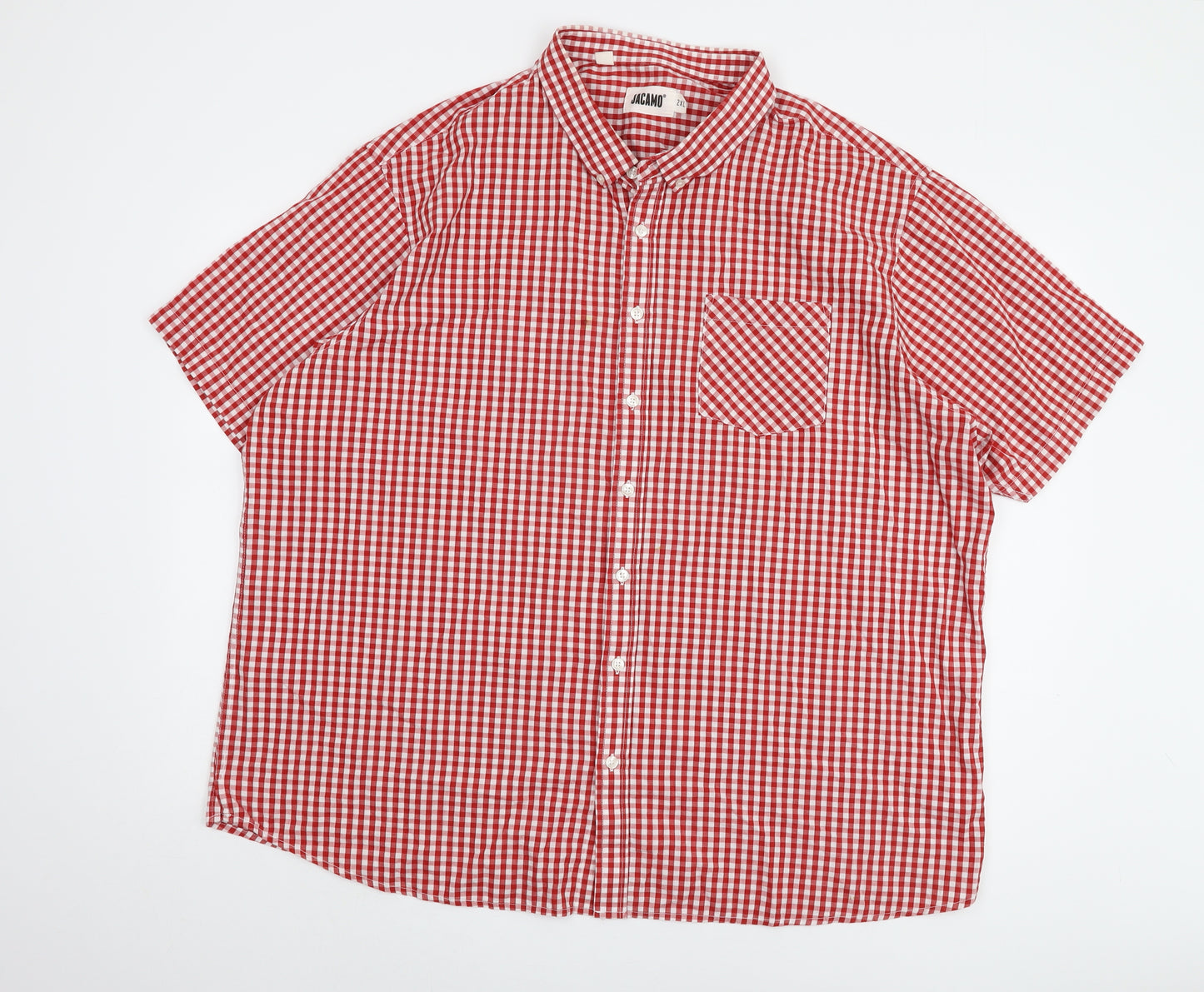 Jacamo Men's Red Check Cotton Button-Up Shirt 2XL
