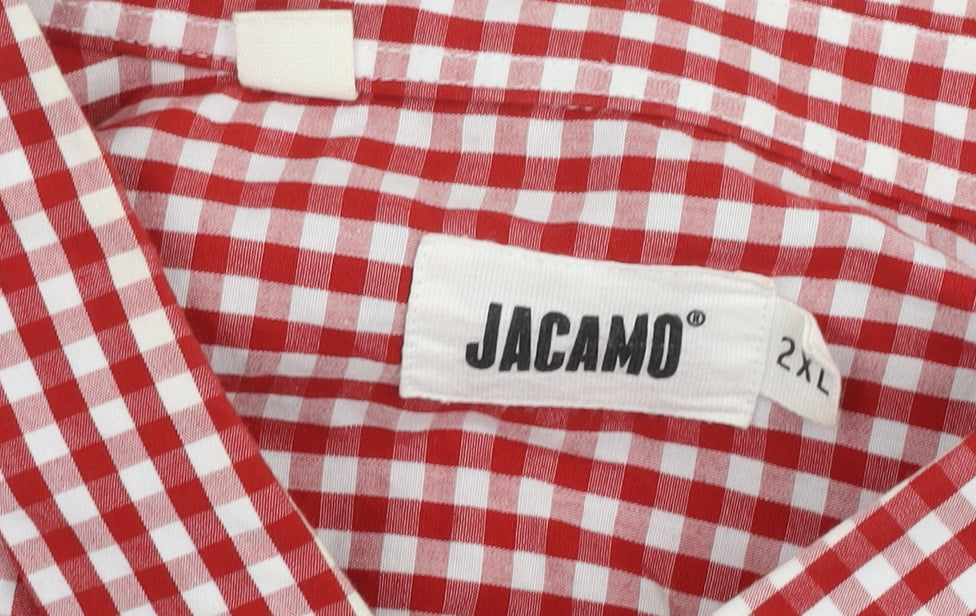 Jacamo Men's Red Check Cotton Button-Up Shirt 2XL