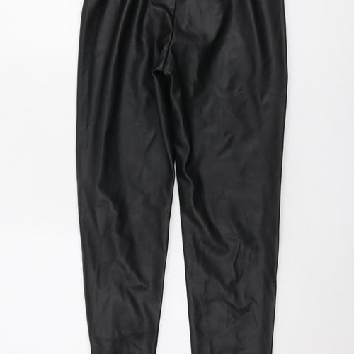 Zara Women's Black Faux Leather Trousers, Size M