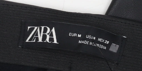 Zara Women's Black Faux Leather Trousers, Size M