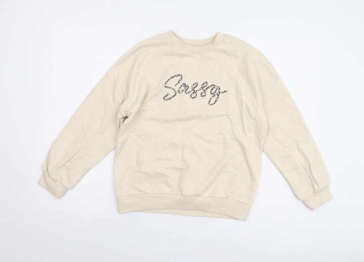 Marks and Spencer Girls Beige Pullover Sweatshirt 10-11 Years