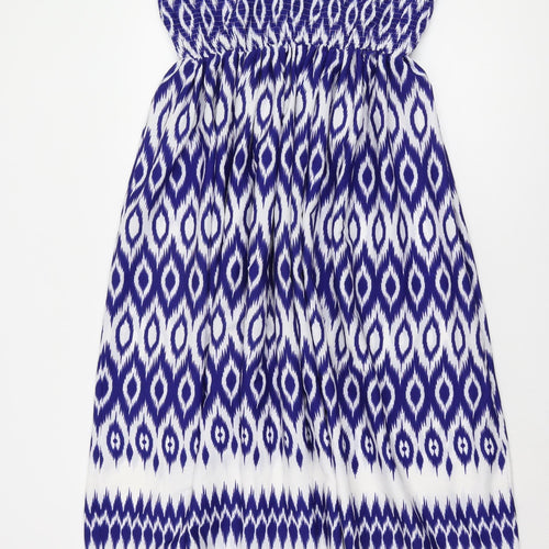 Debenhams Women's Blue Geometric Strapless Dress