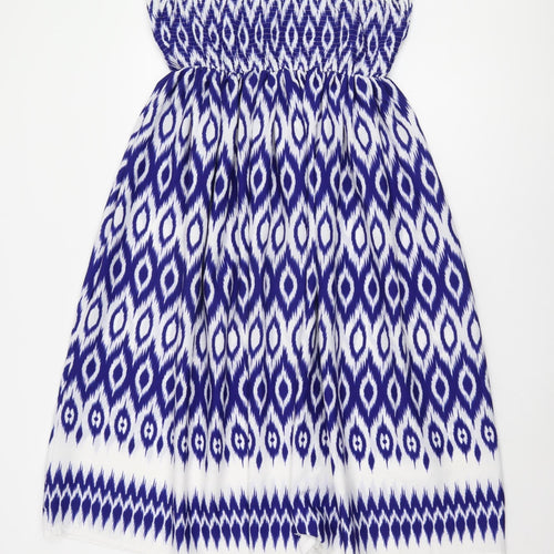 Debenhams Women's Blue Geometric Strapless Dress
