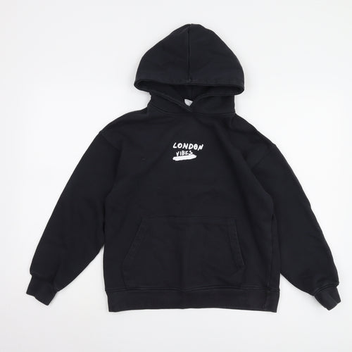 Zara Boys Black Graphic Print Hoodie Size 11-12 Years