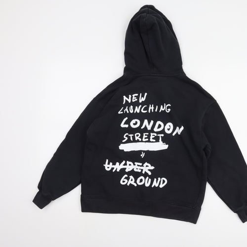 Zara Boys Black Graphic Print Hoodie Size 11-12 Years