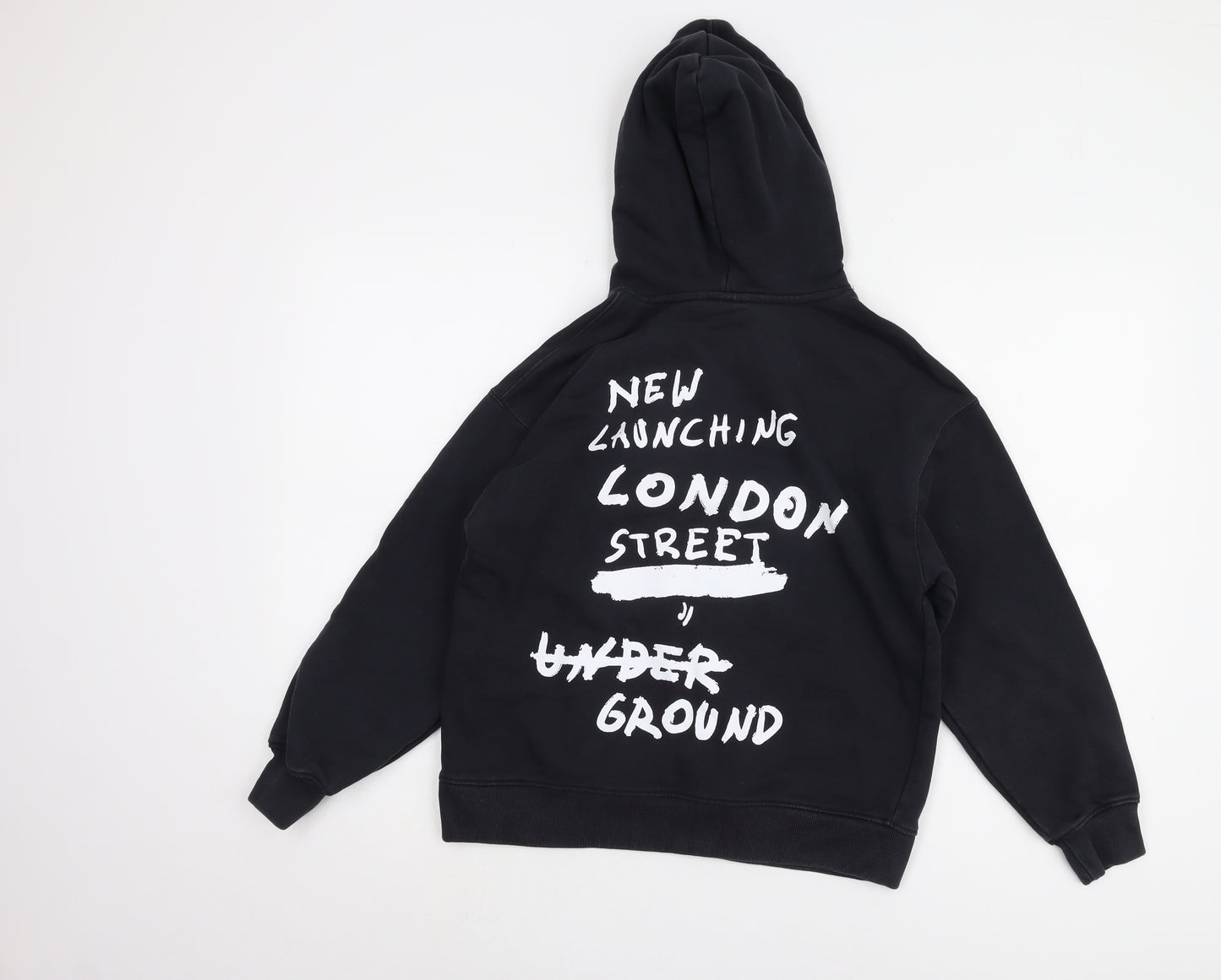 Zara Boys Black Graphic Print Hoodie Size 11-12 Years