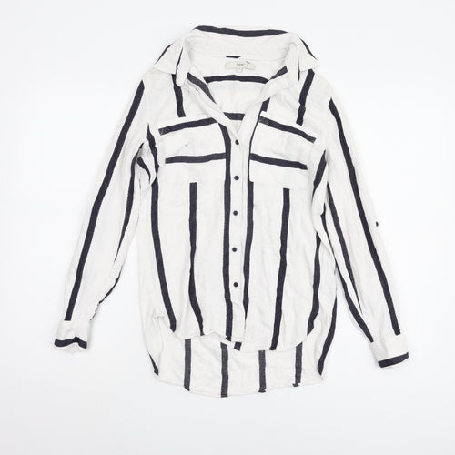 Next Women's White Striped Button-Up Shirt Size 6