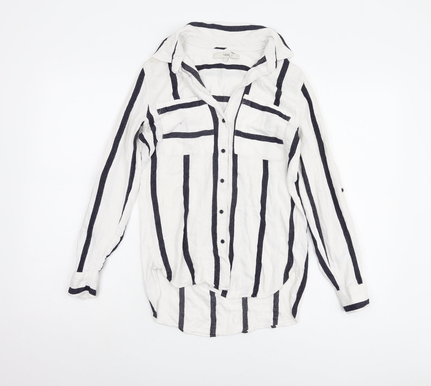 Next Women's White Striped Button-Up Shirt Size 6